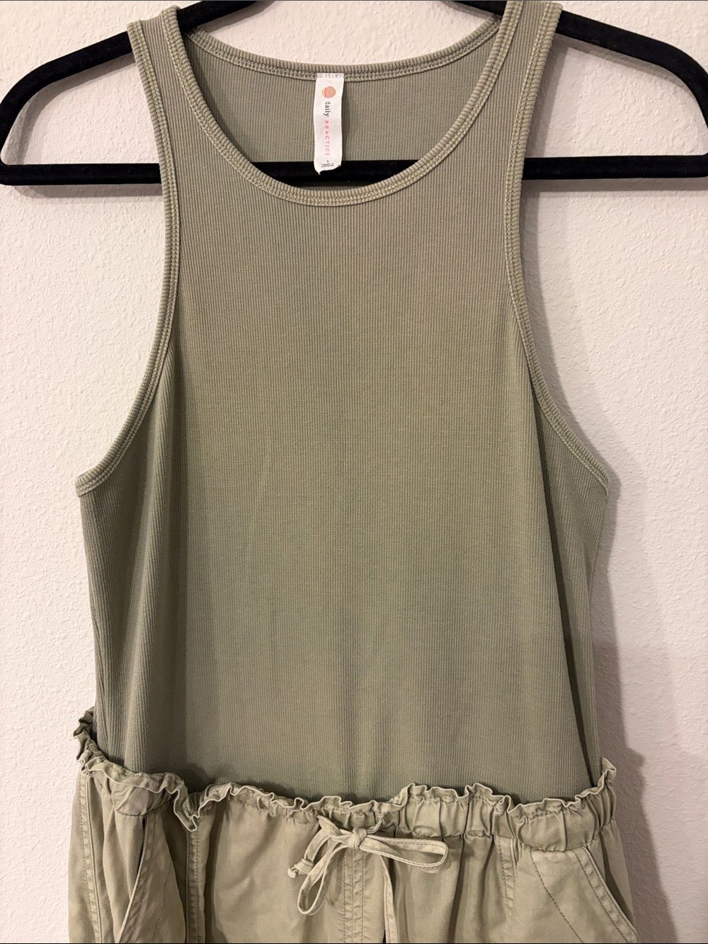 Daily Practice Anthropologie Sleeveless Olive Midi Dress with Drawstring Waist - Picture 8 of 10